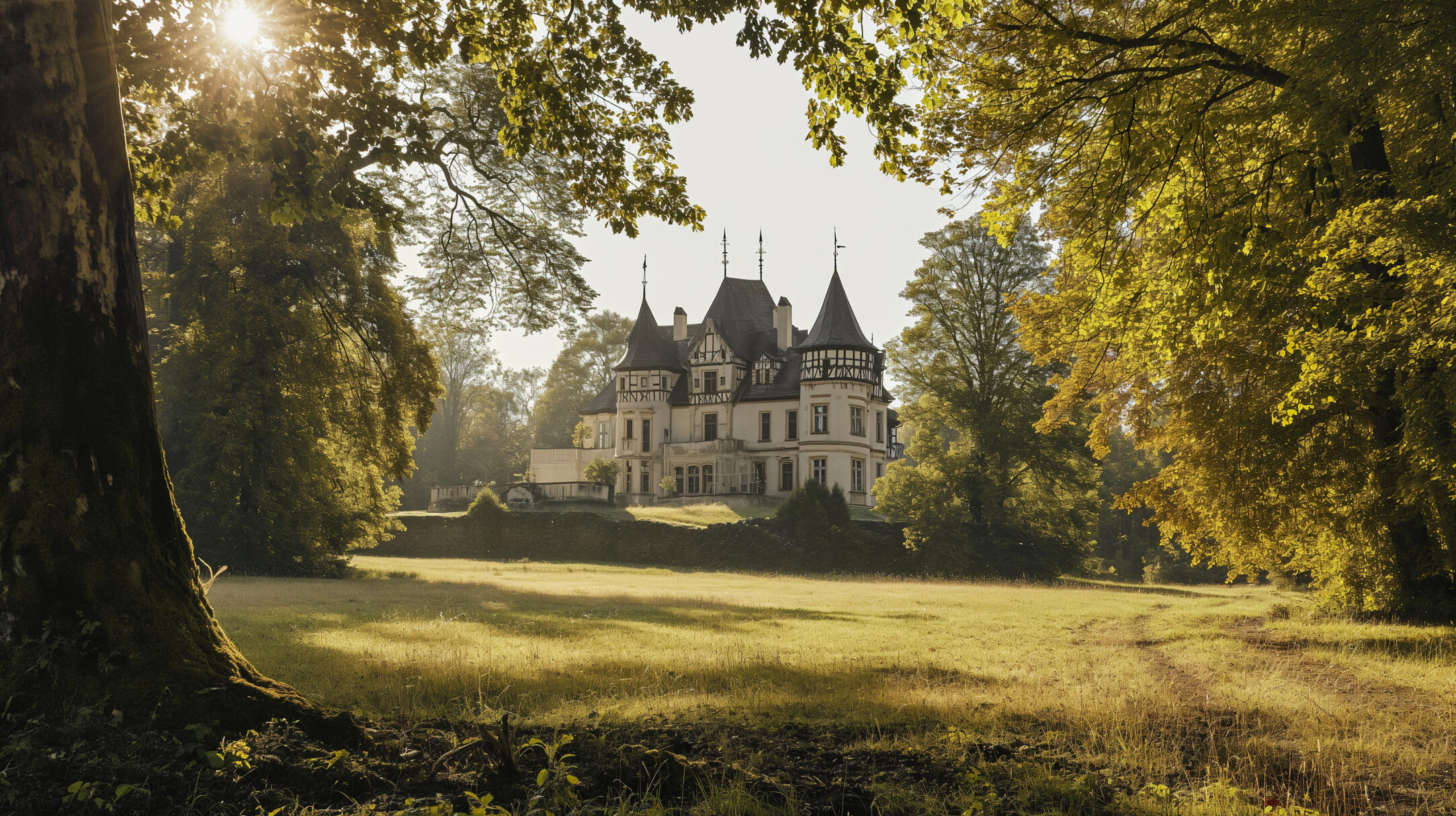 Das Schloss Hohen Ziatz umgeben von Bäumen