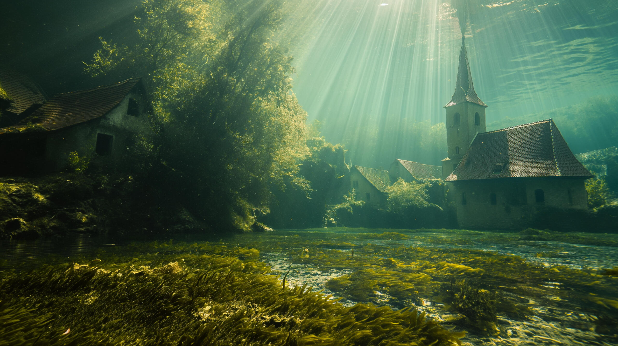 Das Dorf Göritz am Grunde des Sees